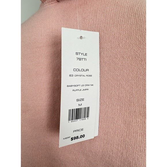 French Connection Pink Ultramarine Ruffle Trim Sweater Size Medium NEW $98 - Picture 6 of 10